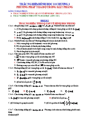 Bài tập trắc nghiệm Toán 10 - Chương 3 Phương pháp tọa độ trong mặt phẳng (Có đáp án)